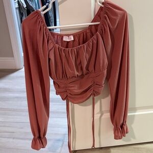 Pink Lily Terracotta Ruched Blouse